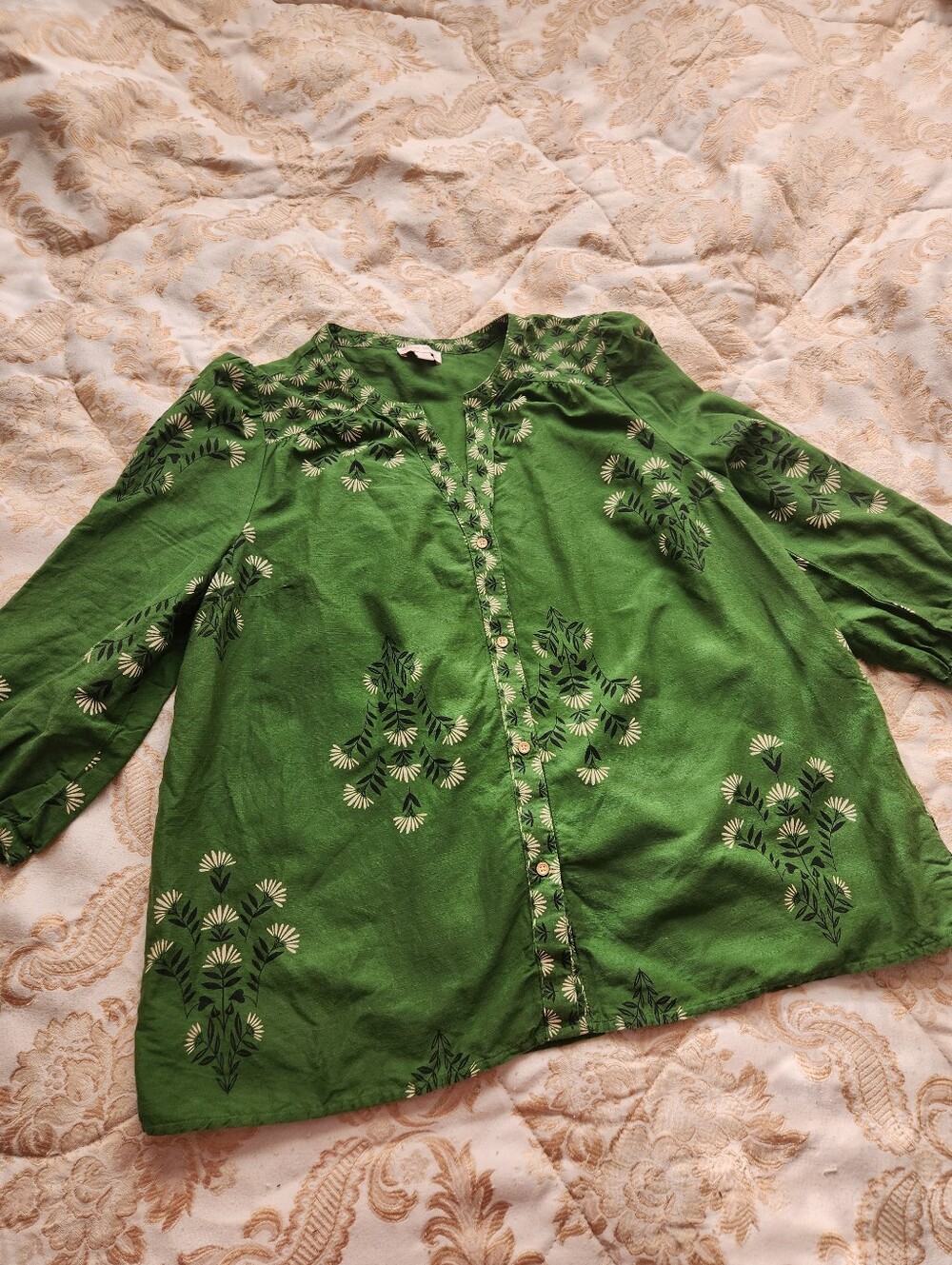 Green Floral Blouse Knox Rose Size XL